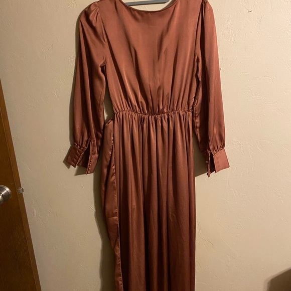 Baltic Born Jenna Satin Wrap Dress —dark mauve - Picture 4 of 6